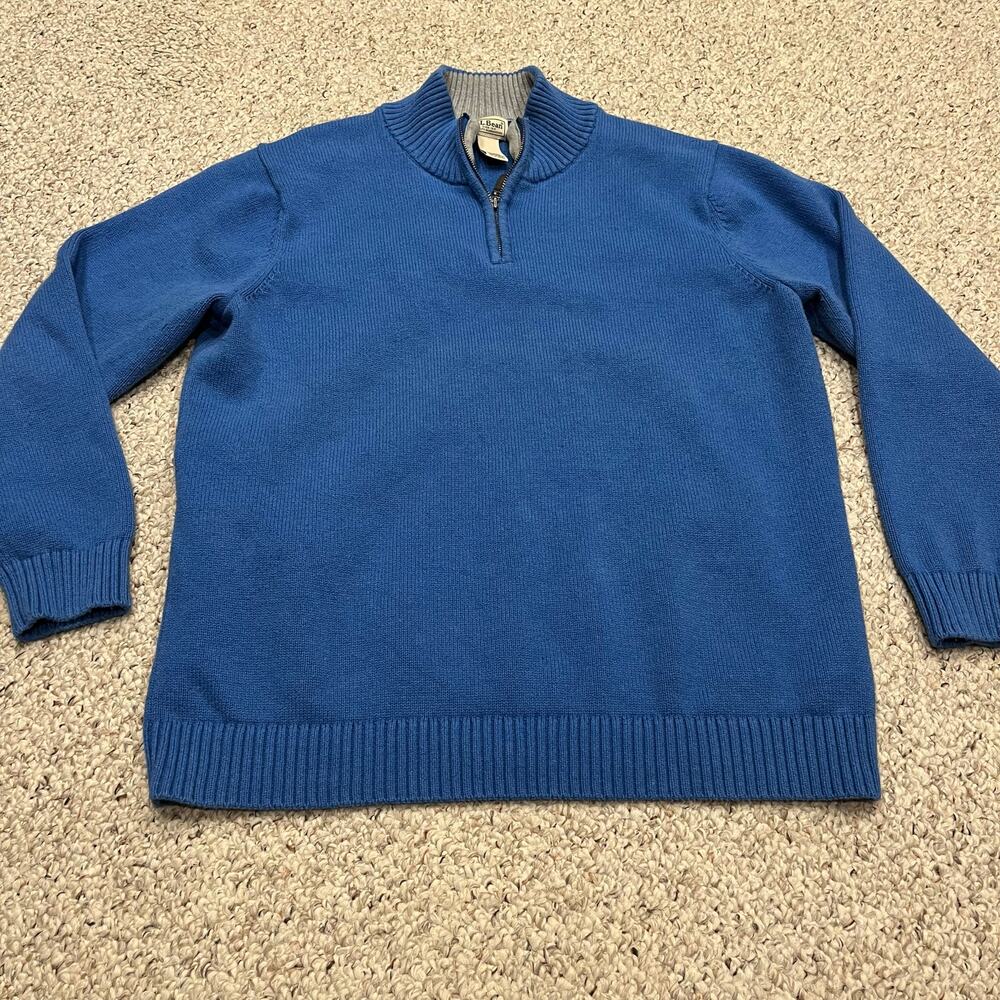 LL Bean Quarter Zip Sweater Mens Sz XXL Tall Blue Preppy Cotton Casual